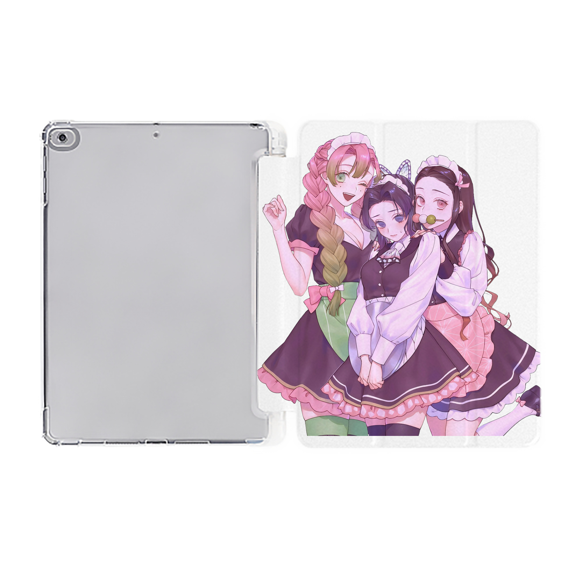 （画像用） 鬼滅の刃（きめつのやいば）蟲柱-胡蝶 しのぶ／こちょう しのぶ Kochou Shinobu IPad ケース ペン収納付き 三つ折りスタンド PUレザー×シリコン 対応機種9.5/10.5/10.9インチ